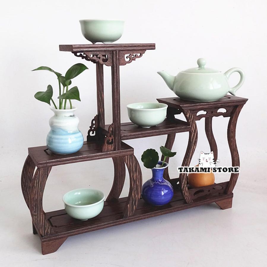 卓上収納 省スペースで飾れるひな人形棚 木製アンティーク調飾り棚 塗装人棚 珍品棚 茶器棚 飾り棚 調..