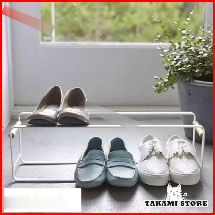 シューラック 靴ポータブル 収納ラック 2層 コンバインドラック 北欧風 スチール製 省スペース 保管ラ..