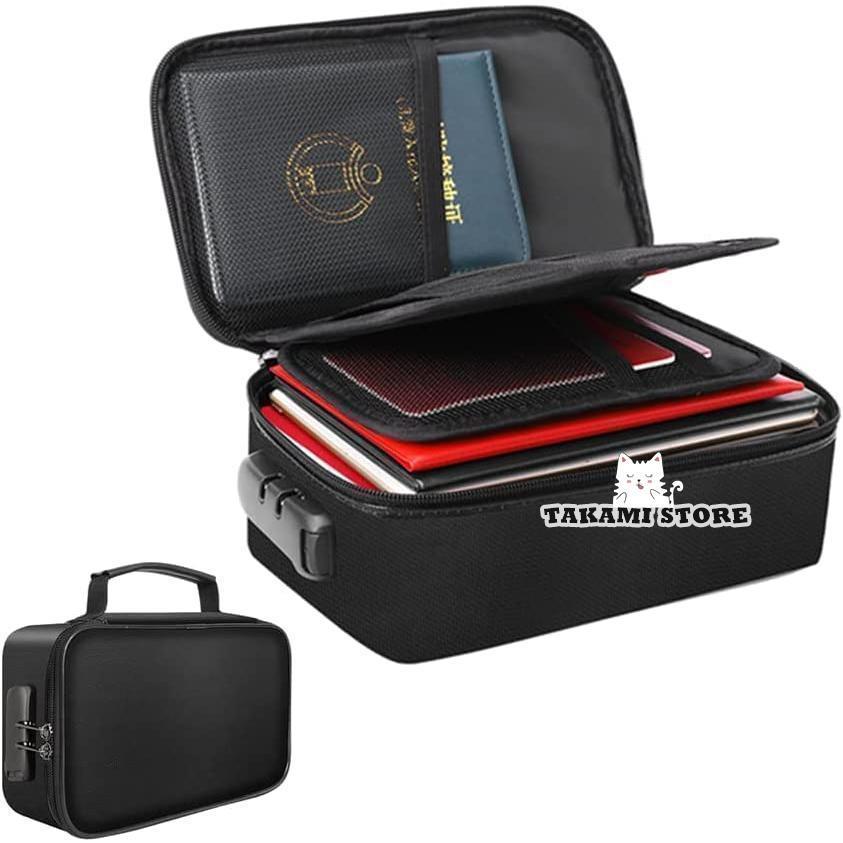 収納ポーチ 耐火バッグ 防水 防火 防災 耐熱温度1200℃ 手提げ パスワードロック付き マルチケース 多層..