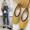 新作 パンプス レディース フラットシューズ ぺたんこ ニット ローヒール レトロ 柔らか カジュアル 靴 美脚 通気性 コンフォート 通勤 おしゃれ