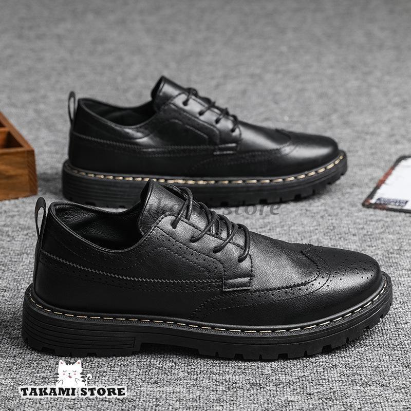 ビジネスシューズ メンズ 革靴 幅広 ウォーキング 走れる 軽量 紐 レースアップ 外羽根黒茶立ち 仕事 ..