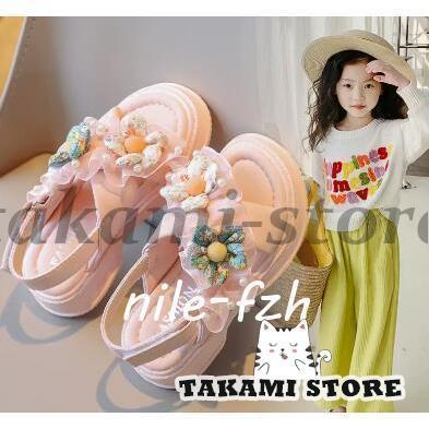 サンダル キッズ お姫様靴 子供サンダル ビーチサンダル 女の子 シューズ 子ども靴 韓国風 リボン 夏物..