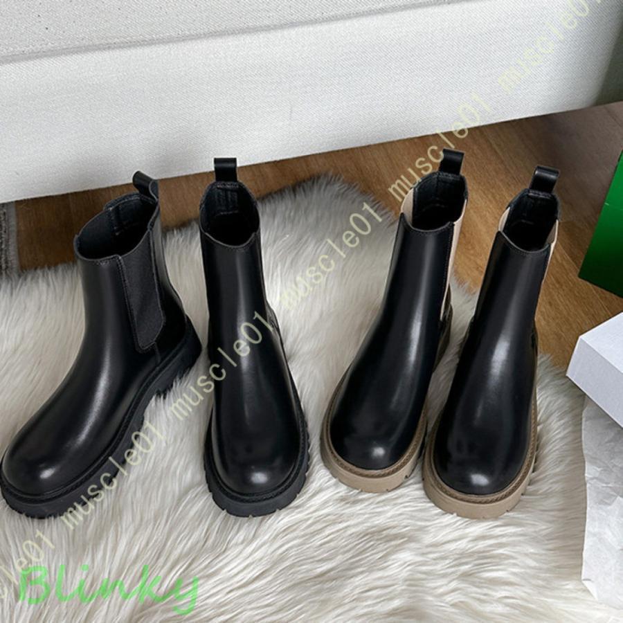 ブーツ チェルシーブーツ サイドゴア レディース ショートブーツ サイドゴア 本革 秋冬靴 厚底靴 ラウ..