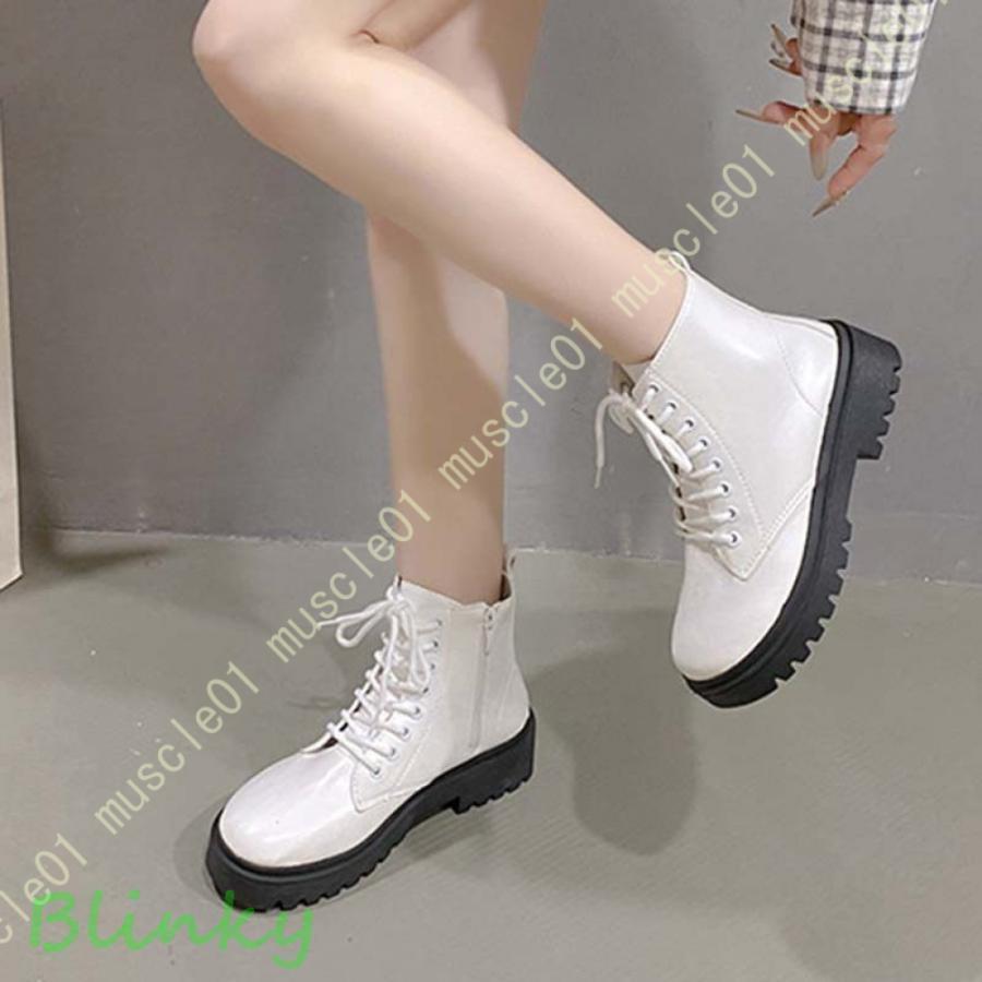 ブーツ ショートブーツ レースアップ 厚底 8ホール レディース 編み上げブーツ 袴 レディースブーツ レ..