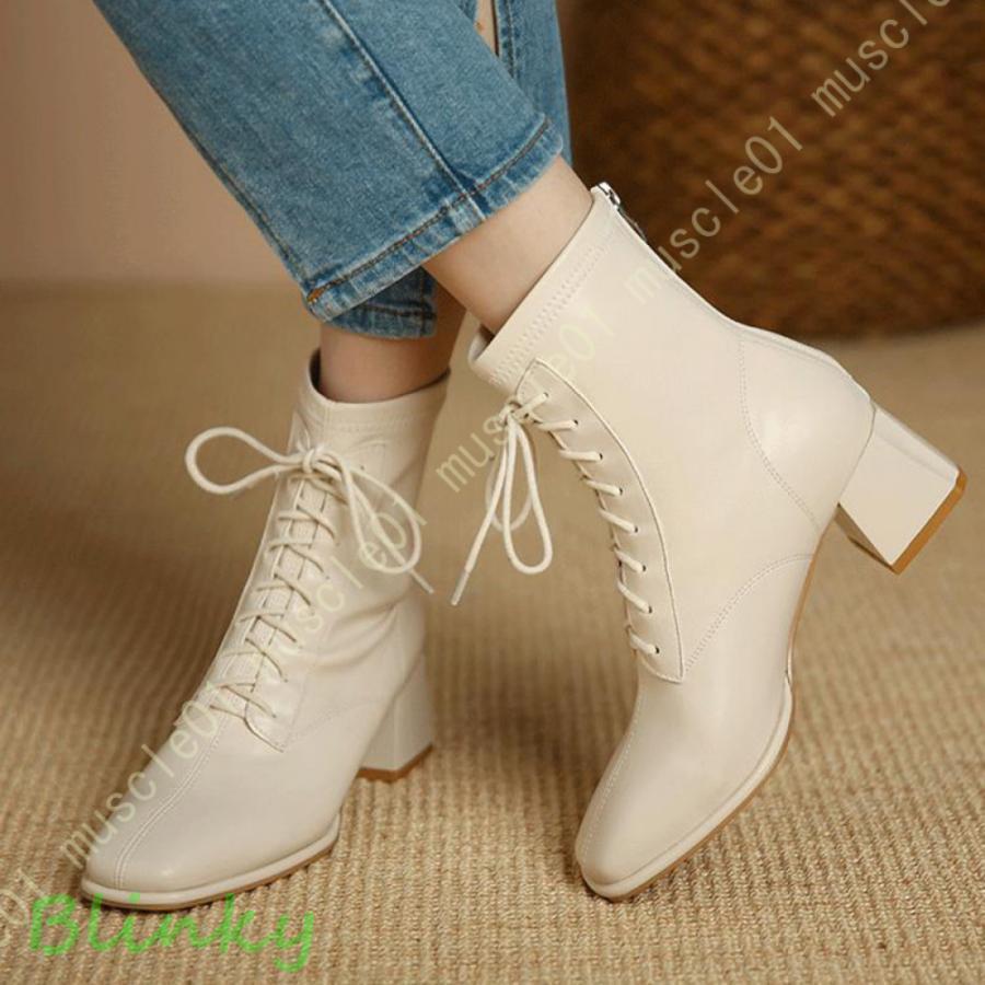 厚底 ショートブーツ ブーティ 太ヒール レースアップ 編み上げブーツ カジュアル コスプレ イベント 仮装 パーティー ハイヒール 厚底ブーツ 厚底靴