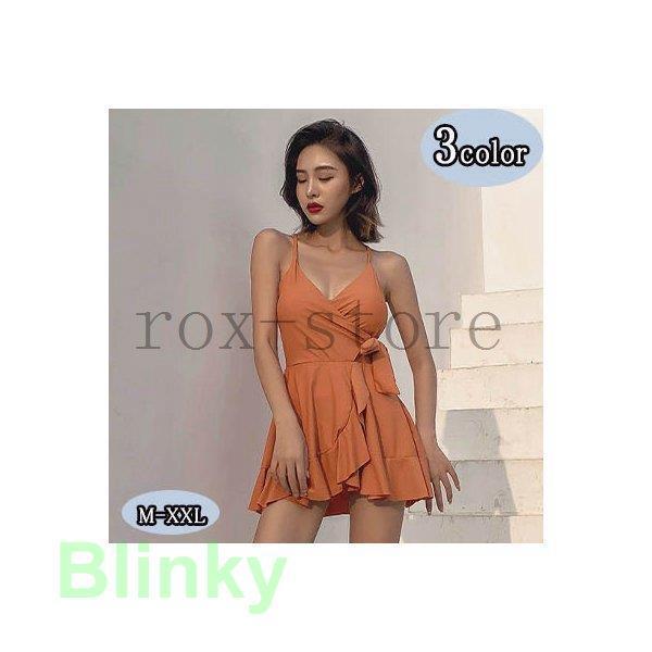 水着レディース水着オフショルダー＆スカートのワンピース水着胸元カシュクールタイプオールインワンパッド付きノンワイヤーバックシャン