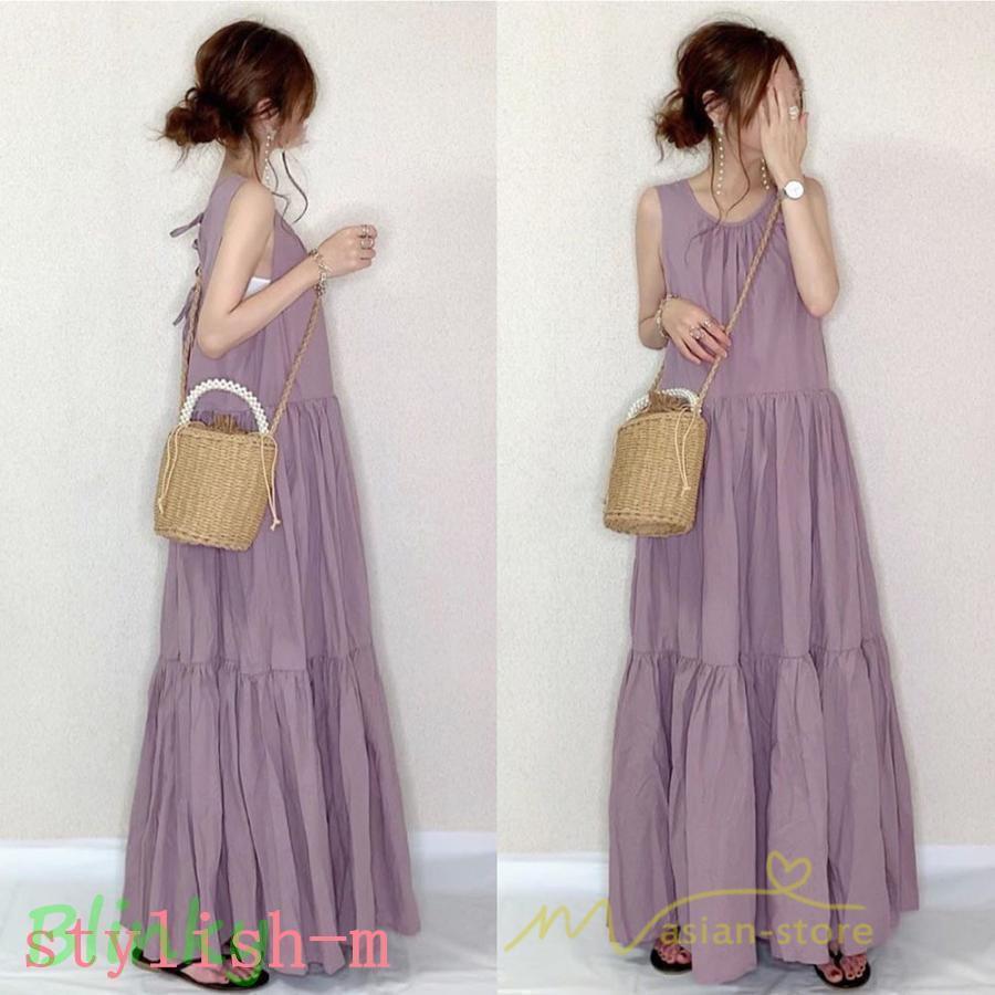 ロングワンピース 袖なし タンクワンピース 夏 ロング ティアードワンピース フォーマル 40代 着痩せ ..