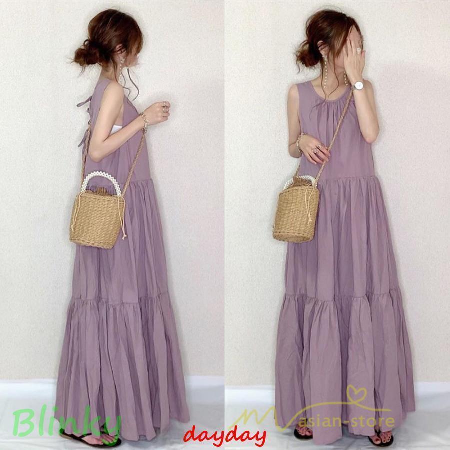 ロングワンピース 袖なし タンクワンピース 夏 ロング ティアードワンピース フォーマル 40代 着痩せ ..