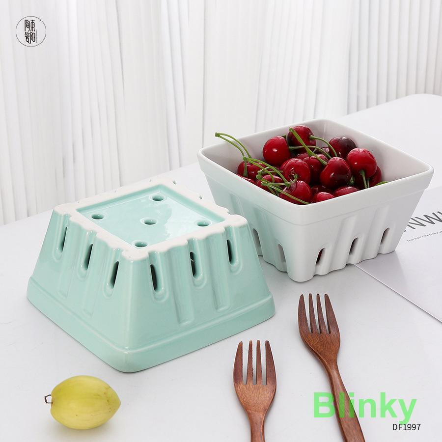 シンプルな高価値収納バスケットヨーロピアンスタイルのホームキッチンセラミック水切りバスケット肥厚落下耐性フルーツ中空ボウル