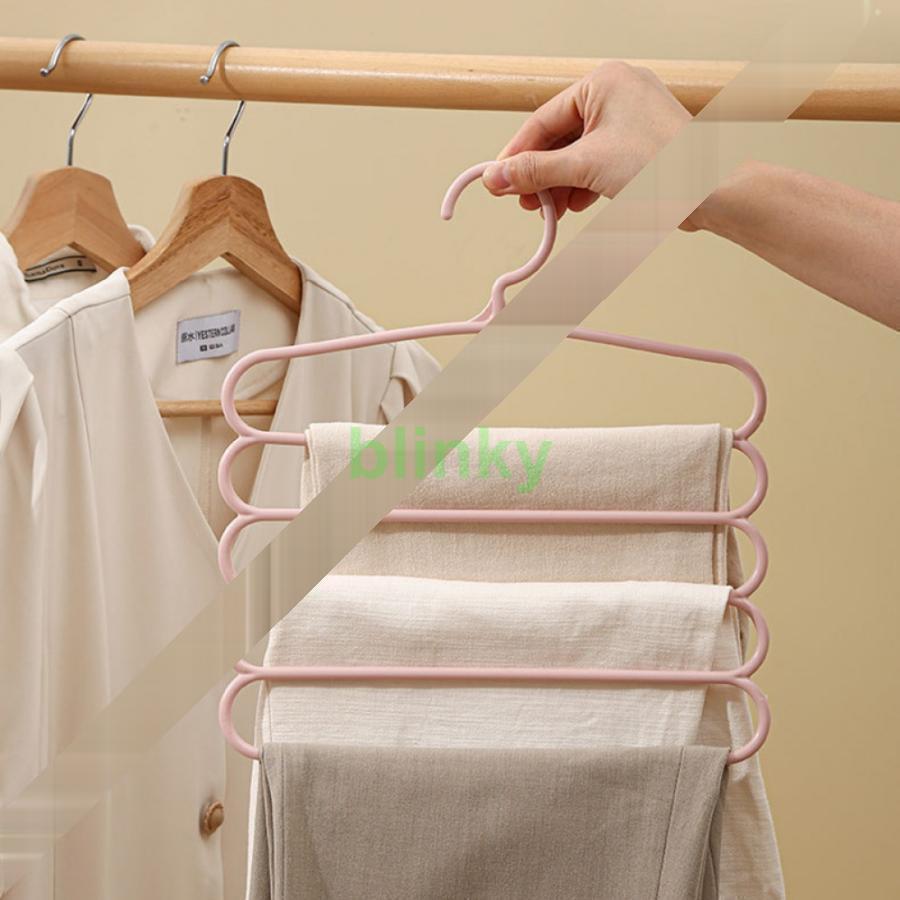 ズボンハンガー 2本セット 多機能スラックスハンガー クロゼット収納 皺防止 縦横両用 省スペース ステンレス 軽量 グレー 乾湿両用