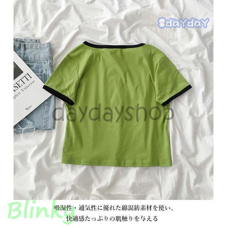Tシャツ 半袖 レディース 夏Tシャツ 半袖Tシャツ 無地Tシャツ カットソー クルーネック サマーTシャツ グリーン 緑 無地 爽やか