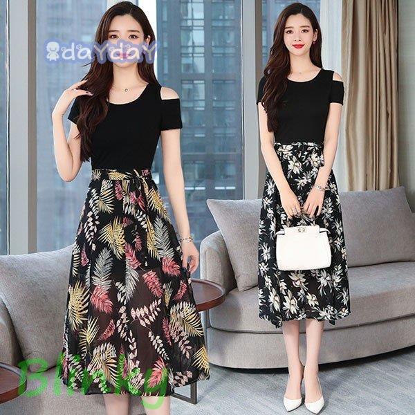 ワンピース レディース 40代 きれいめ 夏 膝丈ワンピース 半袖 肩出し シフォン 花柄 パーティードレス 風 オシャレ ゆったり 通勤 大人 OL 上品 着...