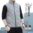 中綿ベスト ベスト メンズ ダウンベスト ノースリーブ ノーカラー アウター 袖なし ブルゾン スリム カジュアル 軽量 トップス 秋 スポーツ
