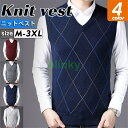 ニットベスト メンズ Vネック チェック柄 無地 紳士服 洗える ノースリーブ セーター ウォッシャブル ビジネス 仕事用 制服 通勤 通学 オフィス