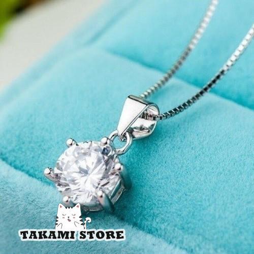 ネックレス レディース 1カラット 一粒ダイヤ 大粒 ペンダントトップ シルバー925 プラチナ仕上げ プレ..