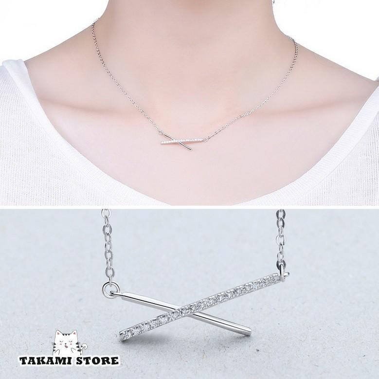 ネックレス レディース X型 豪華17連粒 ペンダントトップ プラチナ仕上げ シルバー925 ホワイトデーお..