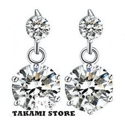 ピアス ダイヤ 2連粒ピアス 大粒 揺れるダイヤ プラチナ仕上げ シルバー925 cz レディース プレゼント