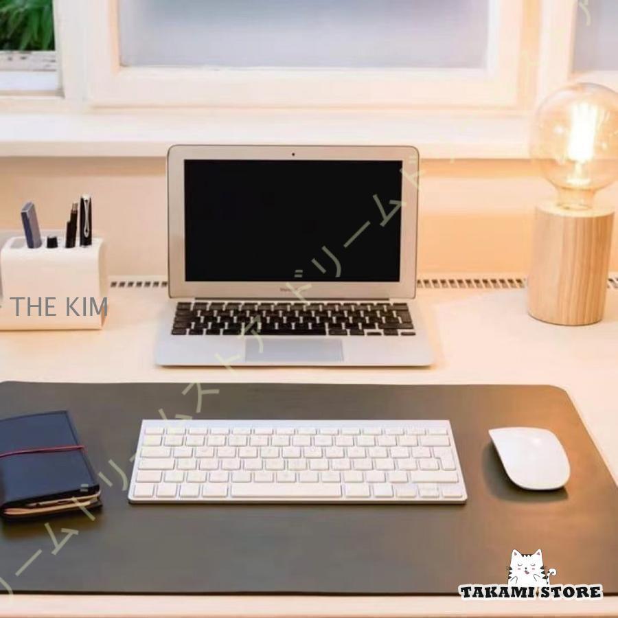 可愛い 大判デスクマット 薄い パソコンマット 防水デスクパッド キーボードマット シンプル PUレザー ..