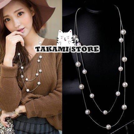 ネックレス パール ロング 2連 レディース 結婚式 パーティー 入学式 卒業式 入園式