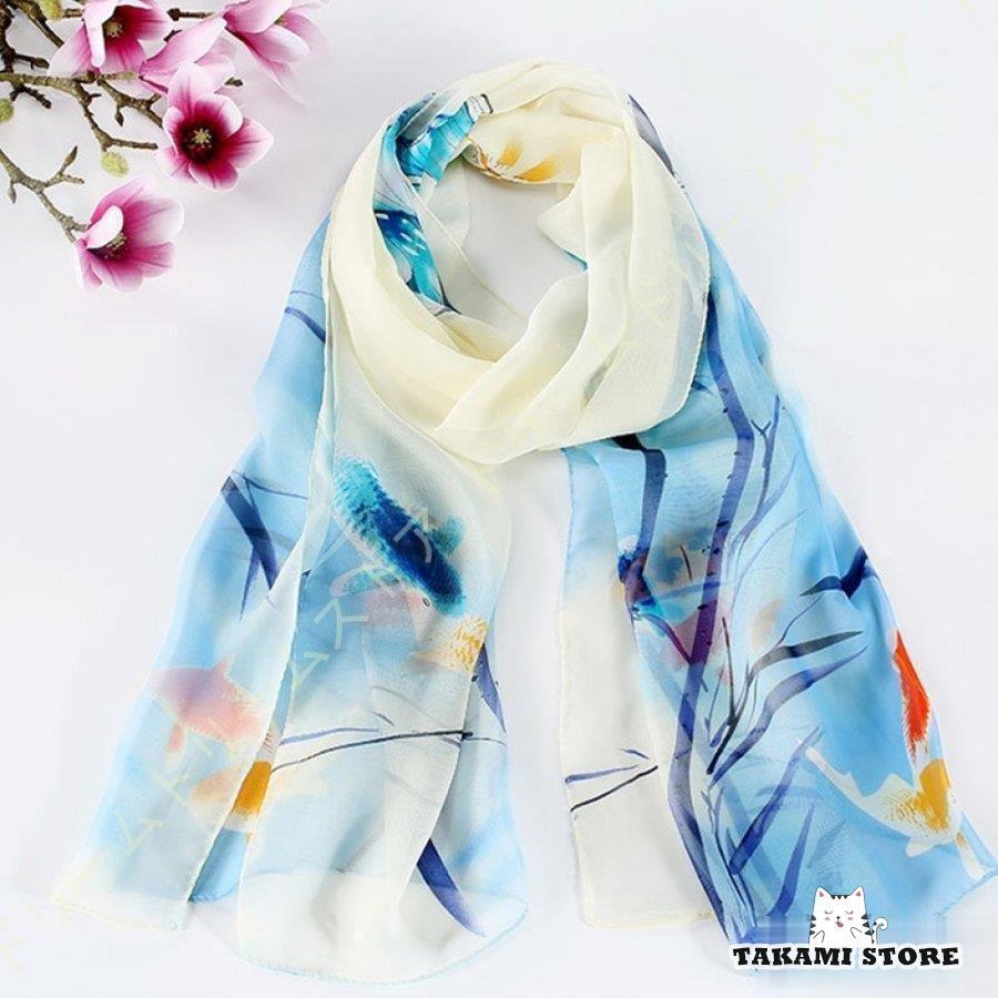 シルク スカーフ 春 春夏 春物 春用 おしゃれ ロングスカーフ シルク 長方形 柔らかい ミニ 大判 絹 シフォン ファッション メンズ レディース UV UVカット 花(4)