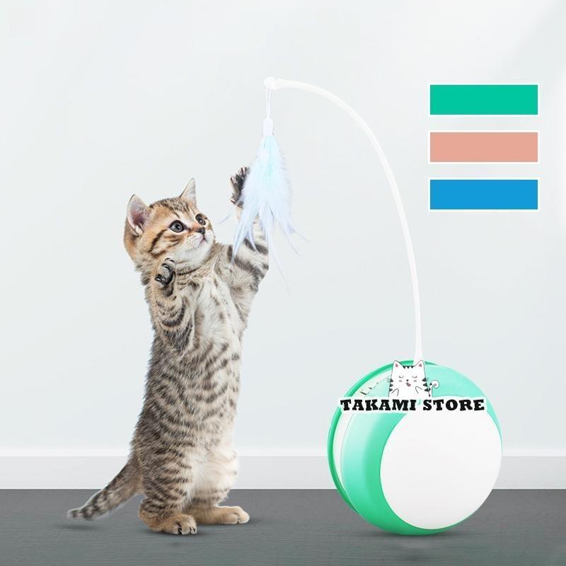 ペット専用 電動 ネコじゃらし ボール 一人遊び 猫じゃらし おもちゃ 動く キャットボール ドッグボー..