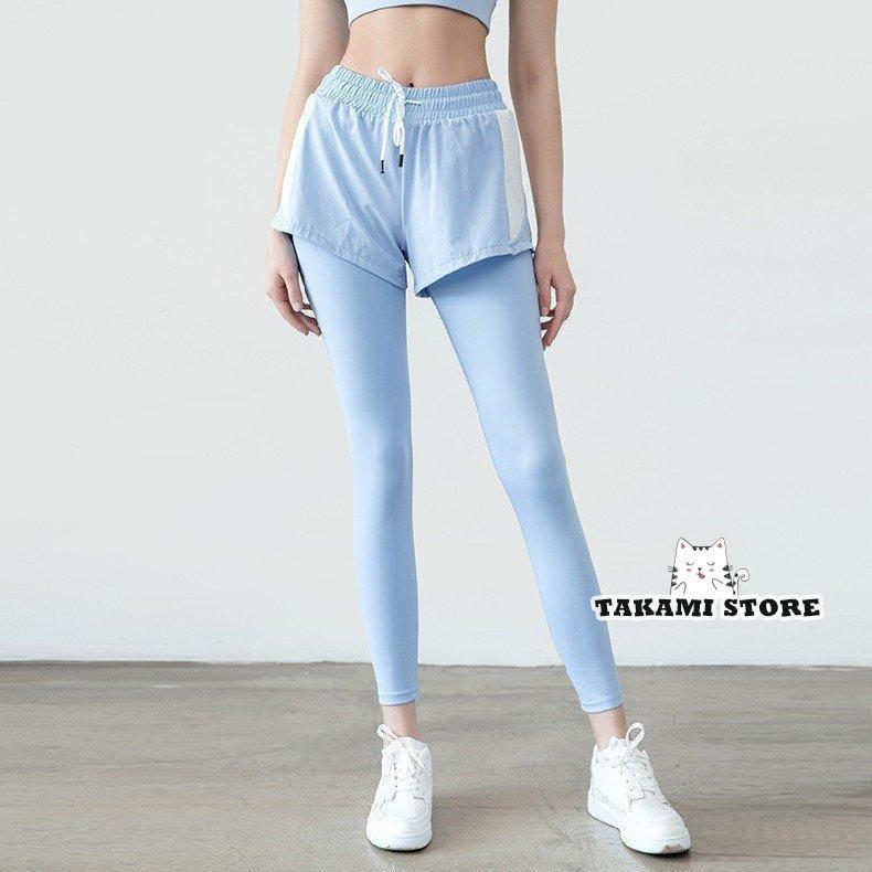 ヨガパンツ スパッツ付き ロングパンツ レディース 重ね着 可愛い 軽量 夏 薄手 動きやすい スポーツウ..