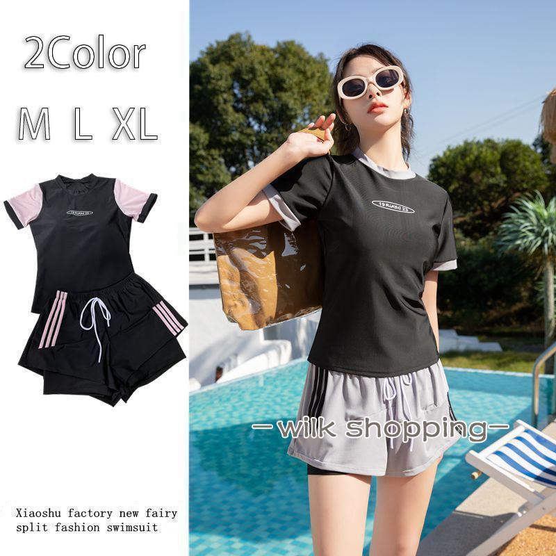 2024新作 フィットネス水着 レディース タンキニ 半袖 スポーツ サーフィン かわいい ビーチウェア 体..