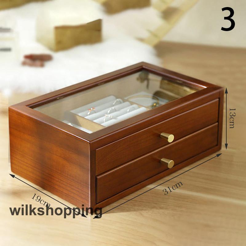 ジュエリーボックス 木製 引き出し式 大容量 2段 アクセサリーケース ジュエリーケース 収納ボックス ..