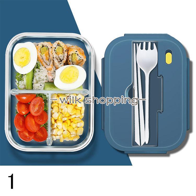 弁当箱 お弁当箱 ガラス おしゃれ お弁当バッグ学校学生 会社出勤 食事用 便利 1段 3コマ 2コマ シンプ..