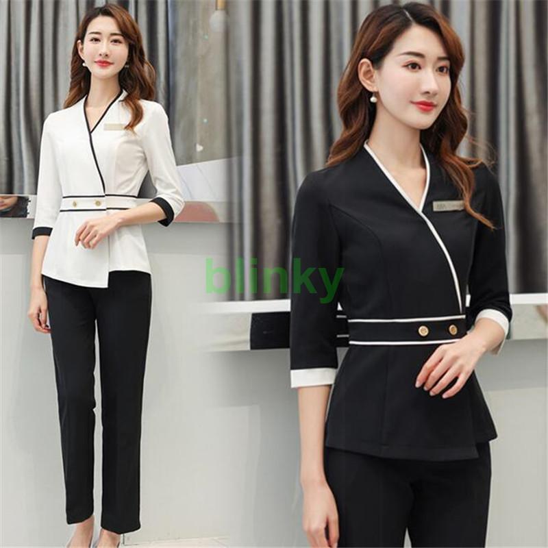 ユニフォーム レディース 上下セット パンツ 半袖 七分袖 エステユニフォーム 美容 マッサージ 女性 サ..