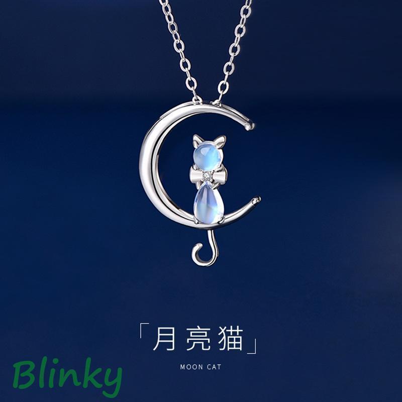 ネックレス レディース 猫 ねこ 月 可愛い ムーンストーン 6月誕生石 シルバー925 プラチナ仕上げ 女性 彼女 嫁 娘 母の日ギフト お祝い ギフト