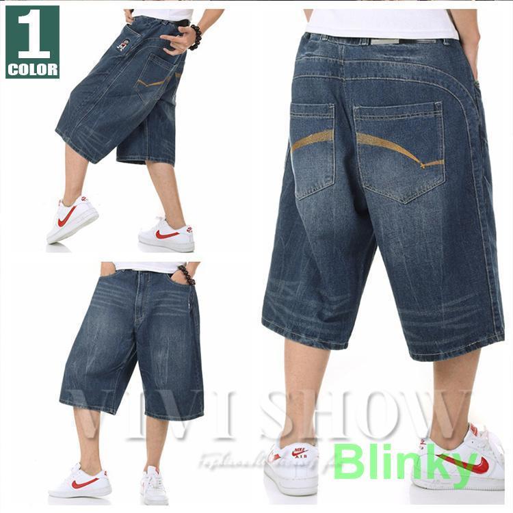 極太 デニム ハーフパンツ ジーンズ バギーパンツ ショートパンツ パンツ メンズ ルーズフィット B系 ..