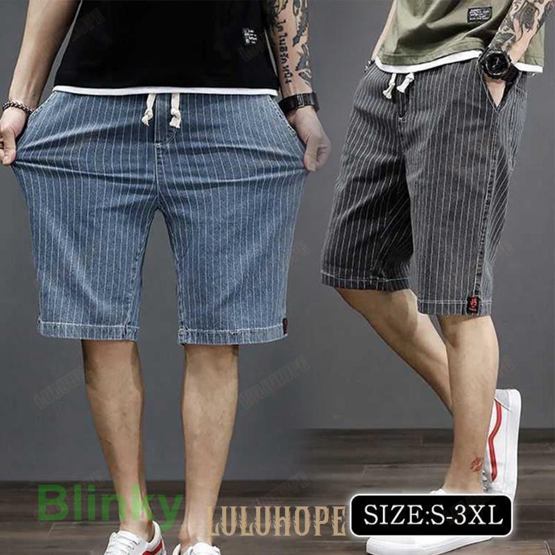ハーフパンツ メンズ デニムパンツ 五分丈 ジーンズ ショートパンツ ストライプ柄 ストレッチ ボトムス..