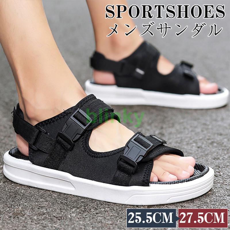 スポーツサンダル メンズ サンダル アウトドア ストラップ ベルト 黒 厚底 滑らない 歩きやすい コンフォートサンダル 水陸両用 防臭防滑 夏