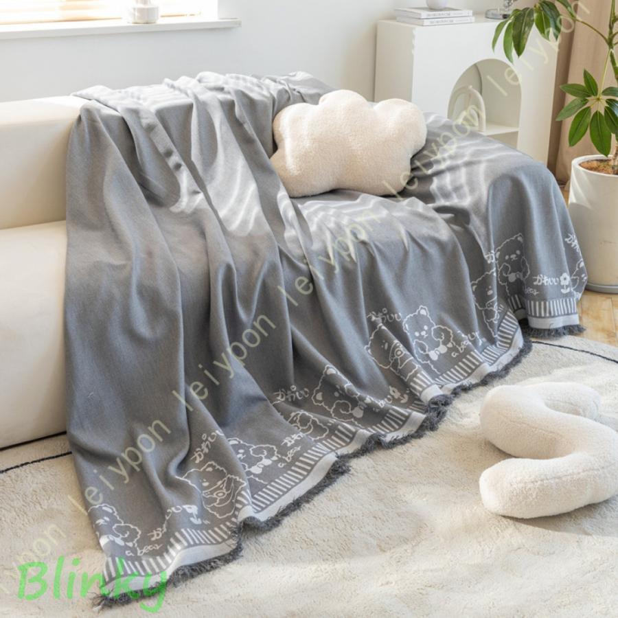 マルチカバー 大判 フリークロス フリンジ付きブランケット タオルケット ベッドカバー アイボリー 北..