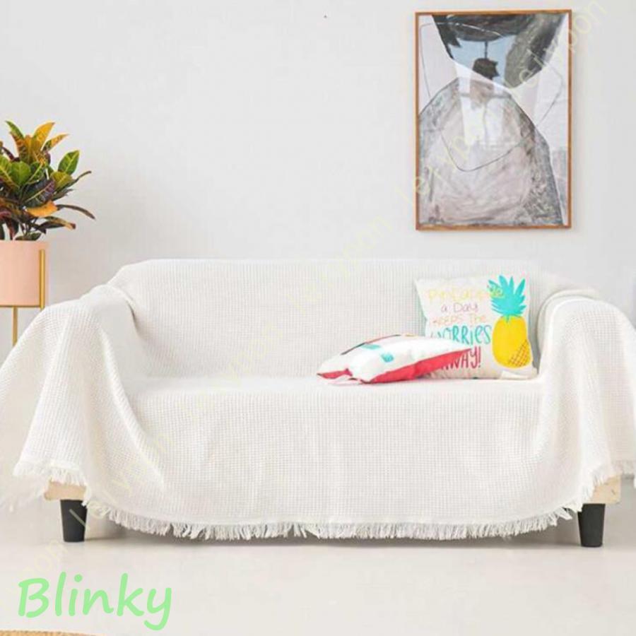 マルチカバー 大判 フリークロス フリンジ付きブランケット タオルケット ベッドカバー アイボリー 北..