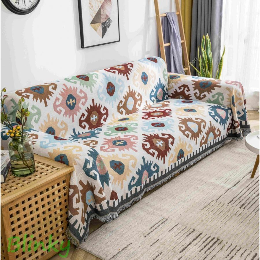 マルチカバー 大判 フリークロス フリンジ付きブランケット タオルケット ベッドカバー アイボリー 北..