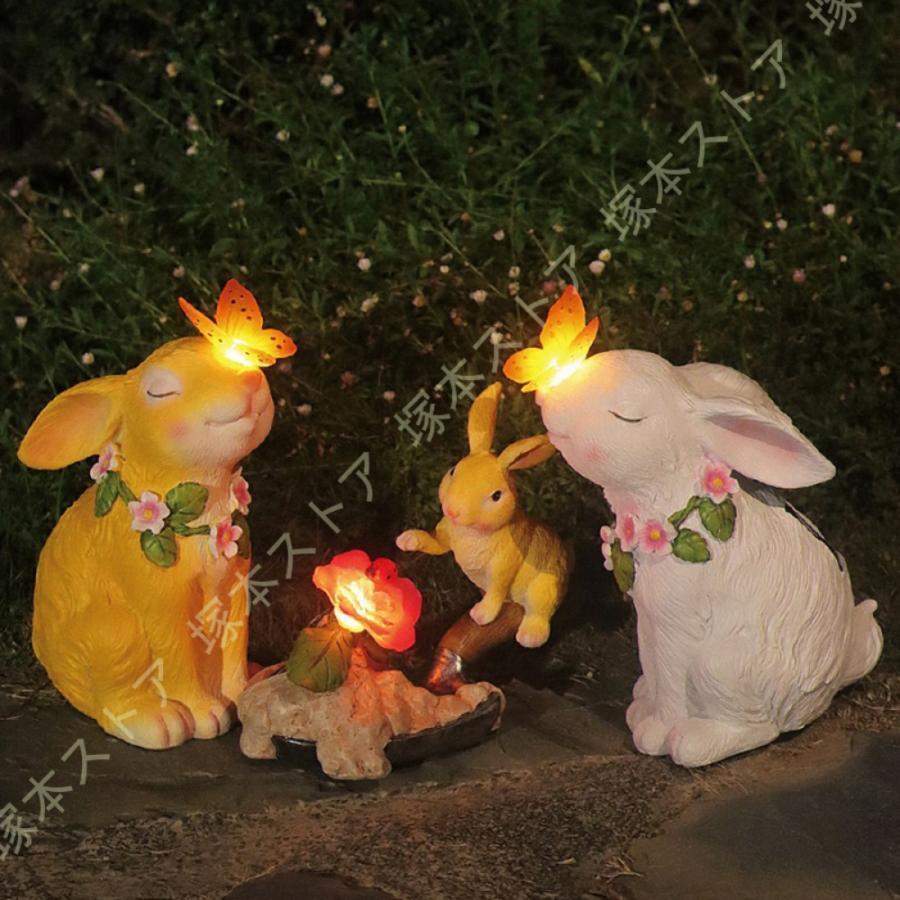 ソーラーライト かわいい動物 ランプ ソーラー置物 置物ライト 屋外 アウトドア 装飾用品 樹脂製 自動..