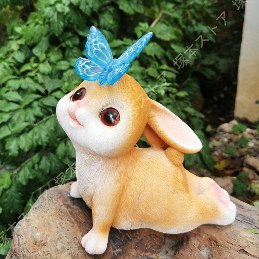 ソーラーオーナメント ウサギ ウサギ 兎 LED 置物 庭 玄関 led おしゃれ 兎好き 玄関ライト ガーデニン..