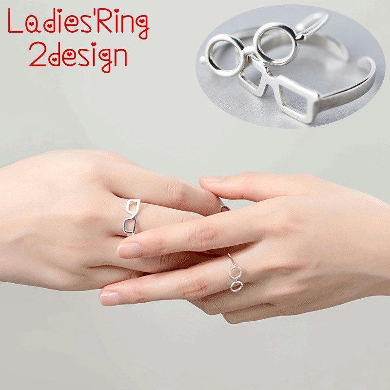 指輪 オープンリング メガネモチーフ レディース アクセサリー 眼鏡モチーフ かわいい ユニーク 個性的..