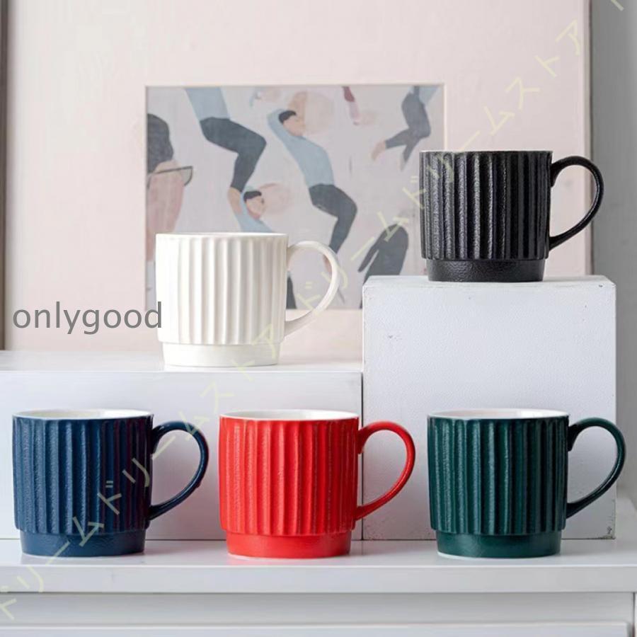マグカップ コーヒーカップ カップマット 陶器 耐熱 耐冷 軽い セラミックス 焼き物 シンプル レトロ ..