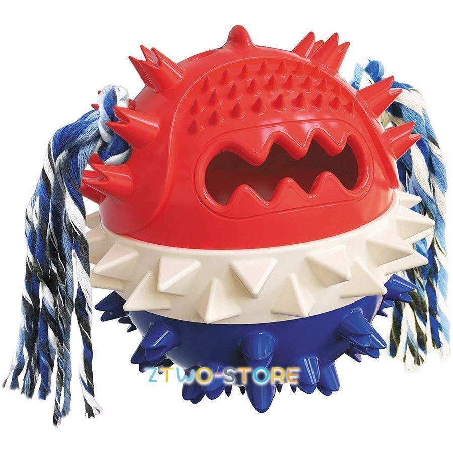 犬用おもちゃ 噛むおもちゃ おやつボール いぬおもちゃ 知育玩具 ロープ付き 餌入れ 音が鳴る 運動不足..