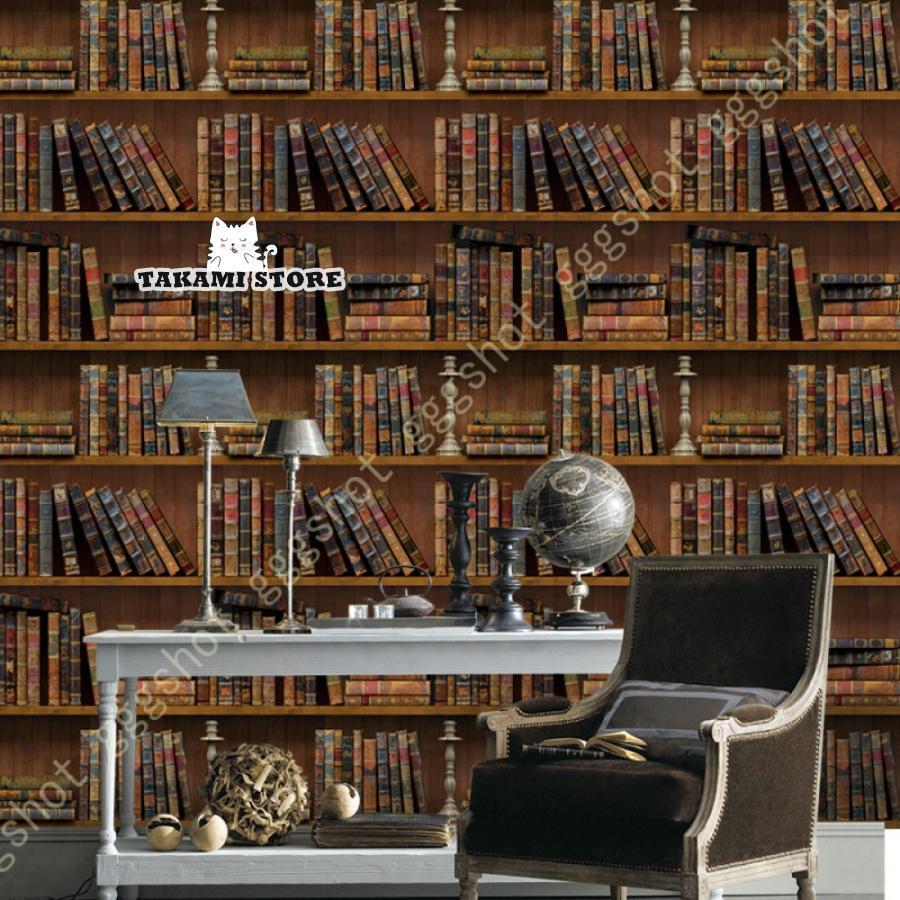 レトロ 壁紙シール 図書館の本 ヴィンテージ風 リメイクシート おしゃれ カッティングシート 壁紙 クロ..