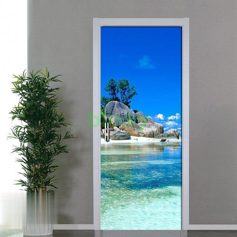 ウォールステッカー シール 貼ってはがせる 室内用ドア装飾シート 防水シール 部屋 ドアシート ドア壁..