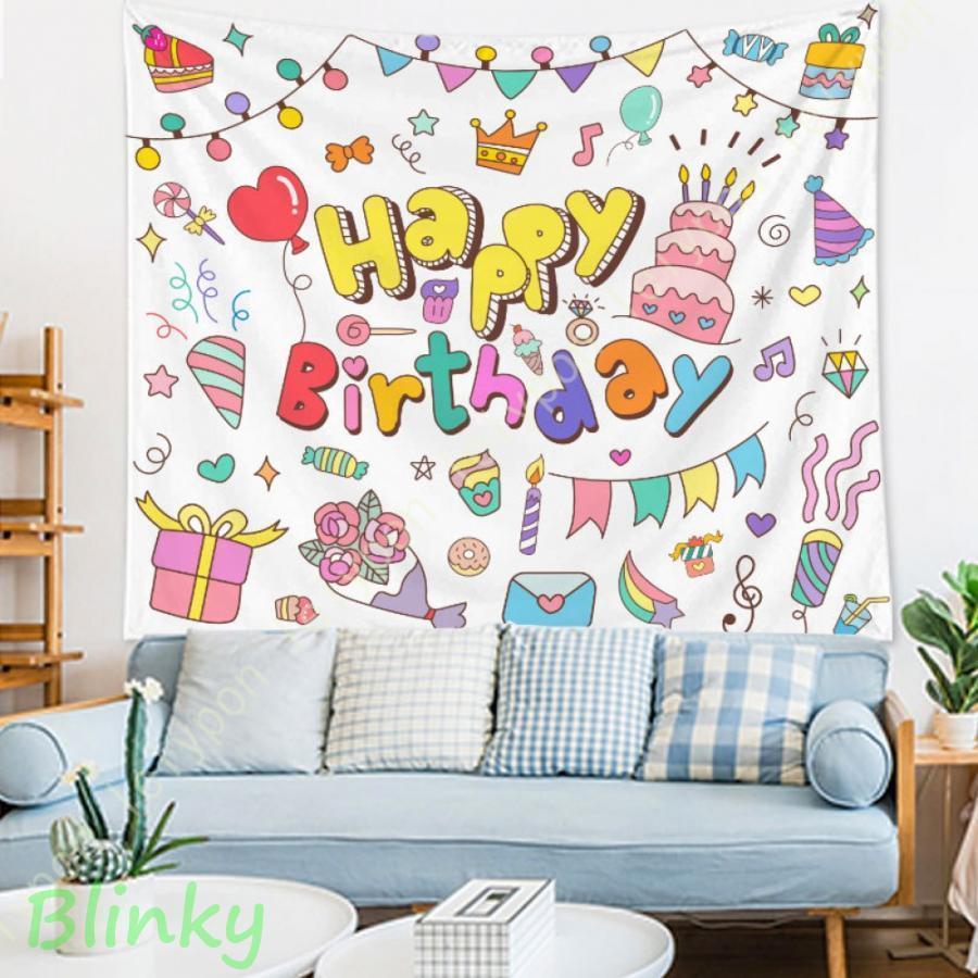 バースデー タペストリー 誕生日 飾り付け 壁掛け 大判 フォトポスター 写真背景 壁飾り Happy Birthda..
