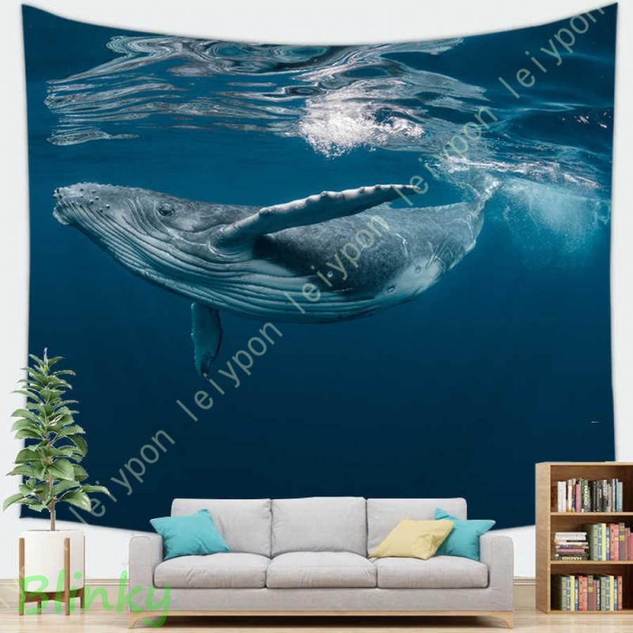 海洋生物 くじら 壁掛け タペストリー 海の動物 壁布タペストリー 寮 子供部屋 家の装飾 多機能壁掛け ..