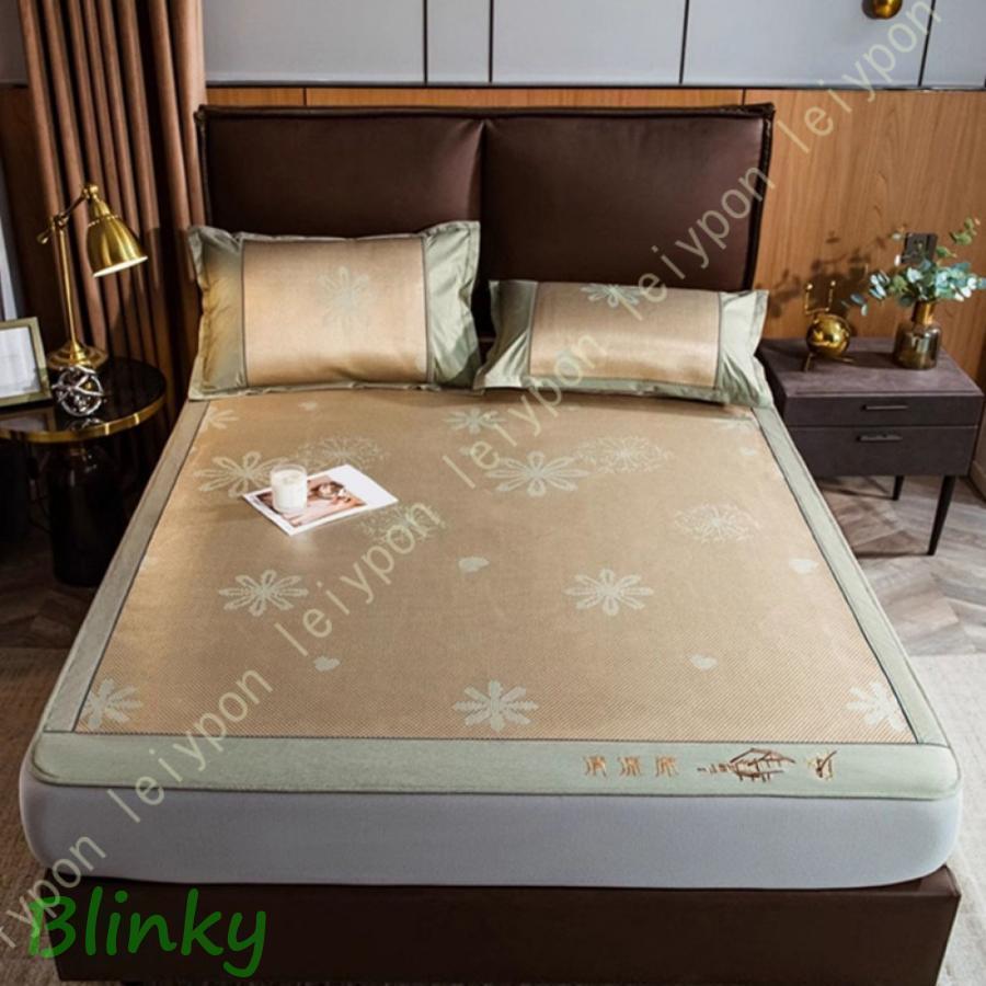 夏用 ボックスシーツ サマーマット シングル 夏 籐シーツ サマークールパッド 寝ござ 折り畳み式 吸汗..