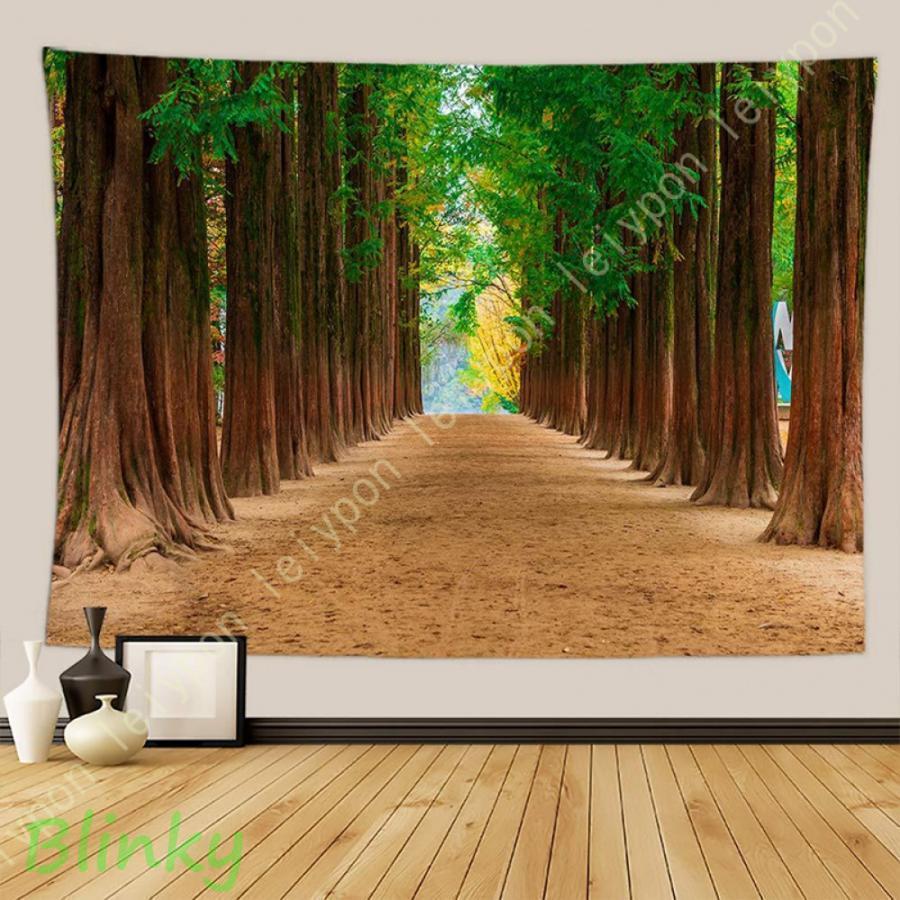 タペストリー 大判 森の光 壁掛け 秋葉 自然風景 樹木 多機能壁掛け 風景画タペストリー 新緑の並木 壁..
