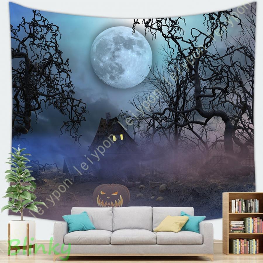 タペストリー ハロウィン飾り 壁掛け インテリア コウモリ 背景布 月夜 大判 パンプキン装飾 ホーム寮..