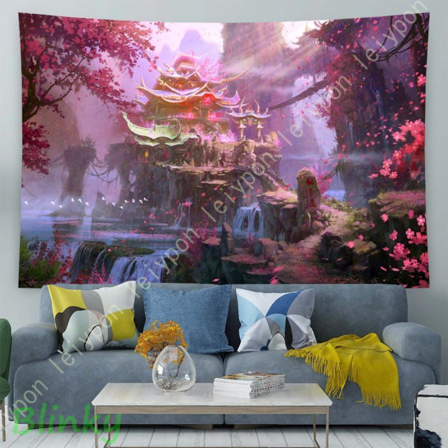 タペストリー 自然のタペストリー 大判タペストリー 森林 おしゃれ 多機能 キノコ 月 大きい リビング..